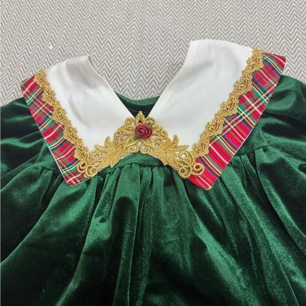 Tomas 1980’s Vintage Green and Red Holiday Dress Size 3T